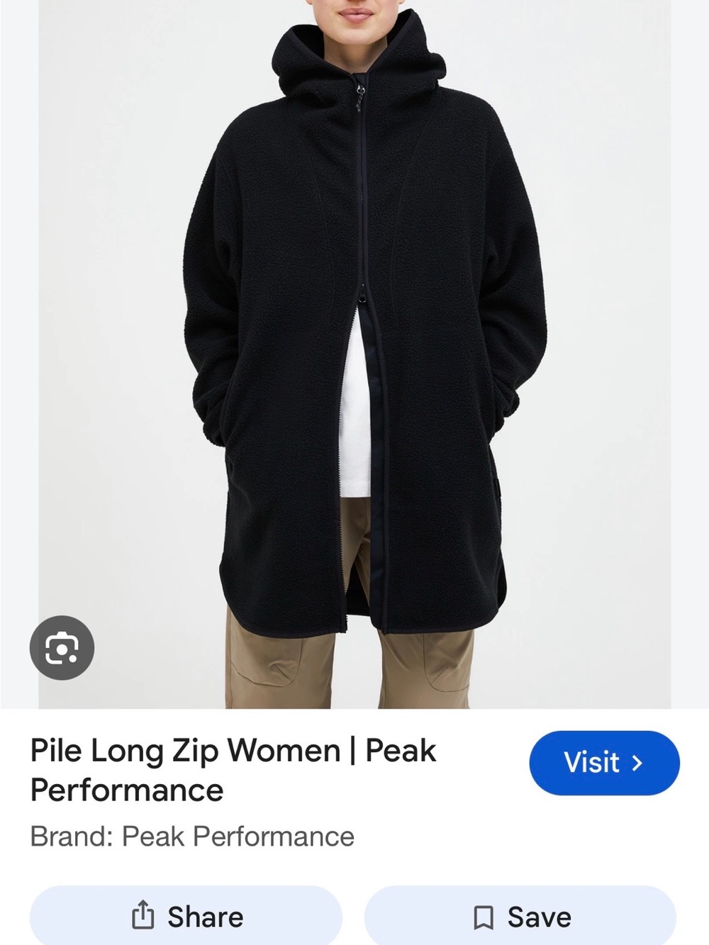 Peak Performance Black Teddy Fleece Long Zip Jacket with Hood